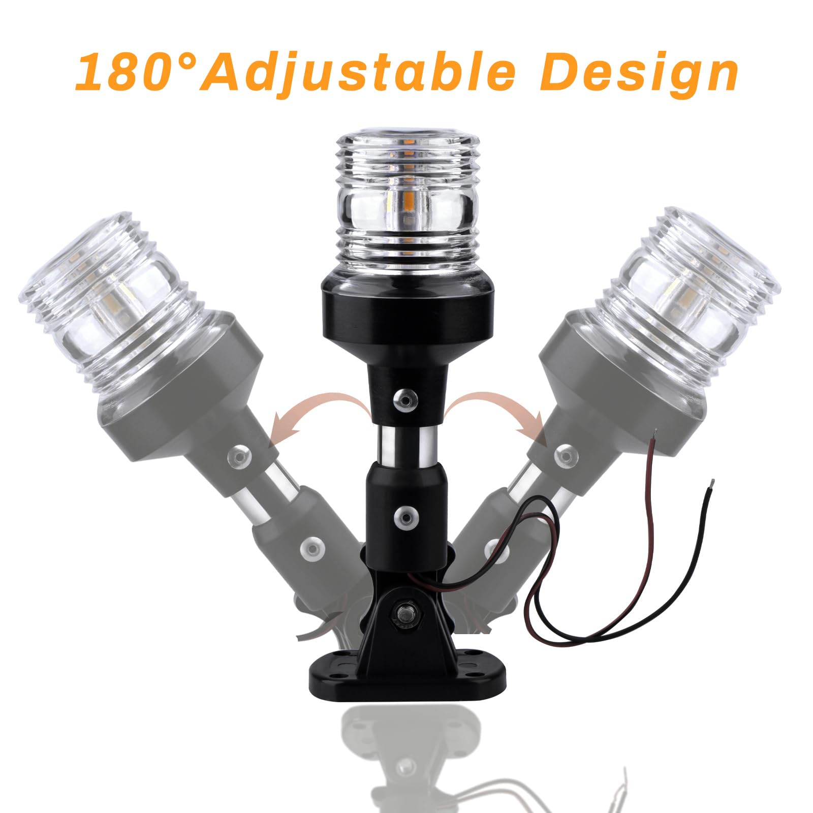 Marinexplore White LED Boat Anchor Light - 6 Stern Light for Bimini Top, 3 Nautical Mile Visibility, 12-24V All Round